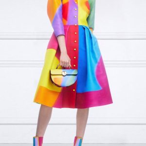 Regular Fit Stand Collar Urban Color Block Shirt Dress, Midi Dresses, color:As Picture|size:XXL, Stylewe