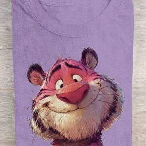 Casual Tiger Crew Neck Short Sleeve T-shirt, T-shirts, color:Purple|size:3XL, catalog Noracora shop