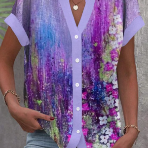 Women's Purple Flower Alzheimer's Awareness Support Print Loose Blouse, Shirts, color:Purple|size:XXL, catalog Noracora shop