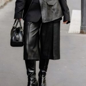Urban Pu Plain Faux Leather Pants, Pants, color:Black|size:XXL, Stylewe