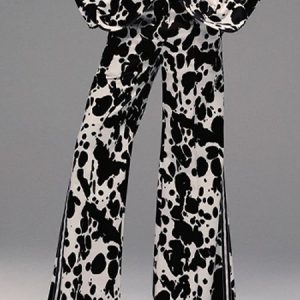Cow Pattern Urban Pocket Stitching Regular Fit Pants, Pants, color:As Picture|size:XXL, Stylewe
