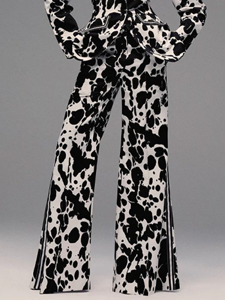 Cow Pattern Urban Pocket Stitching Regular Fit Pants, Pants, color:As Picture|size:XXL, Stylewe