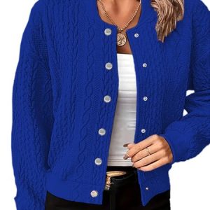 Women Spring/Fall Outerwear Casual Zipper Plain Long Sleeve Jacket, JustFashionNow Jackets, color:Blue|size:XXL,