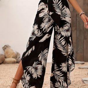 Casual Leaf Long Pant, Pants, color:Black|size:XXL, catalog Noracora shop