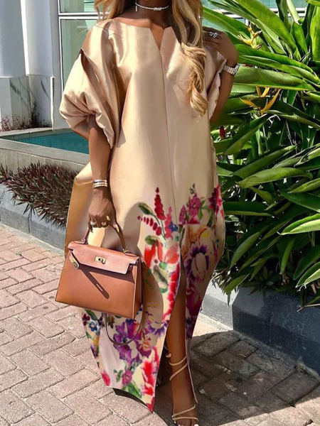 Plus Size Others Short Sleeve Elegant Maxi Dress, Plus Dresses, color:As Picture|size:4X, Stylewe