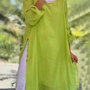 Women Plain Shirt Collar Short Sleeve Comfy Casual Short Dress, Dresses, color:Green|size:5XL, catalog Noracora shop