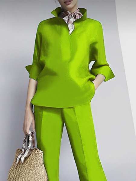 Loose Urban Shirt Collar Plain Blouse, Blouses and Shirts, color:As Picture|size:XXL, Stylewe