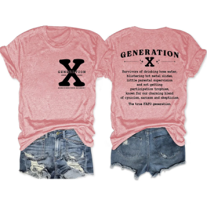Generation X Text Letters Casual T-Shirt, T-shirts, Lilicloth.com