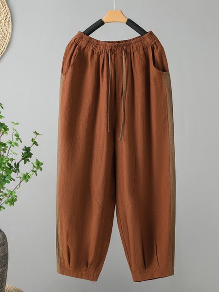 Women's H-Line Daily Going Out Pants Casual Cotton Plain Spring/Fall Pants, JustFashionNow Pants, color:Orange|size:XXL,