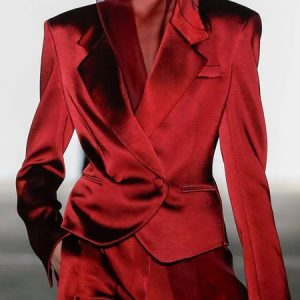 Regular Fit Regular Sleeve Plain Lapel Collar Urban Blazer, Blazers, color:Red|size:XXL, Stylewe