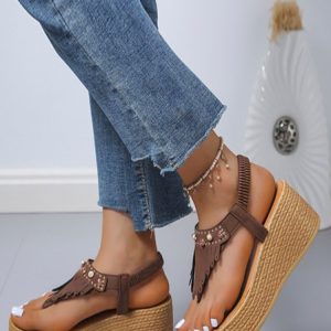 Casual Plain Slip On Flat Heel Slide Sandals, Women shoes, color:Deep Brown|size:42, catalog Noracora shop