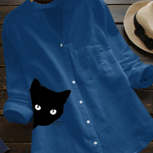 V Neck Long Sleeve Plain Regular Loose Blouse For Women, Blouses, color:Blue|size:3XL, catalog Noracora shop