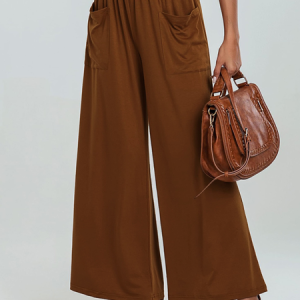 Women Casual Plain Long Wide leg Pants, Pants, color:Brown|size:XXL, catalog Noracora shop
