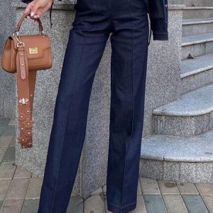 Daily Denim Plain Casual Fashion Pants, Pants, color:Blue|size:XXL, Stylewe