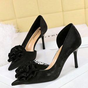 Elegant Applique Stiletto Heel D'Orsay Pumps, Heels, color:Black|size:43, Stylewe