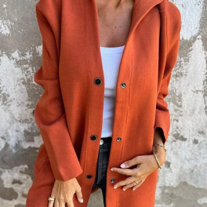 Women's Plain Regular Loose Jacket, Outerwear, color:Orange Red|size:5XL, catalog Noracora shop