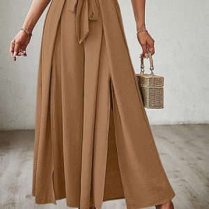 Casual Plain Long Pant, Pants, color:Camel|size:XXL, catalog Noracora shop