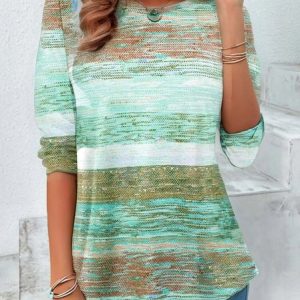 Women's Contrast Color Long Sleeve T-Shirt, Long sleeves, Lilicloth.com