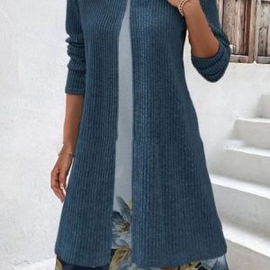 Women Floral Crew Neck Long Sleeve Comfy Casual Buttoned Midi Dress, Dresses, color:Deep Blue|size:3XL, catalog Noracora shop
