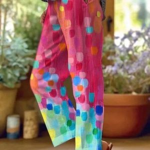 Casual Floral Long Pant, Pants, color:Rose Red|size:5XL, catalog Noracora shop