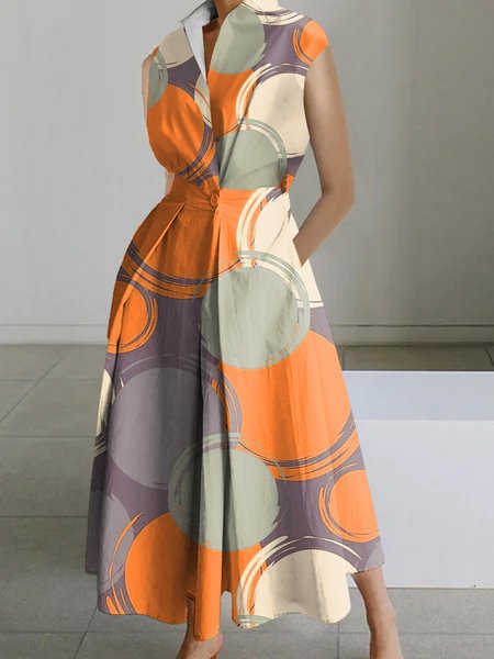 Urban Abstract Polka Dots Shirt Dress, Maxi Dresses, color:As Picture|size:XXL, Stylewe