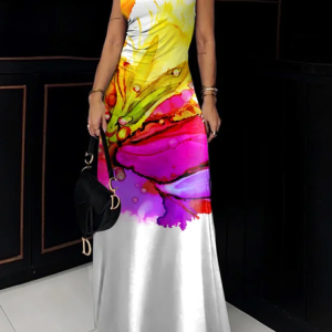 Pluz Size Turtleneck Floral Urban Printing Dress, Plus Dresses, color:As Picture|size:4X, Stylewe
