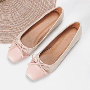 Urban Color Block Non-Slip Slip On Flat Heel Shallow Shoes Bow, Flats/Loafers, color:Pink|size:43, catalog Noracora shop