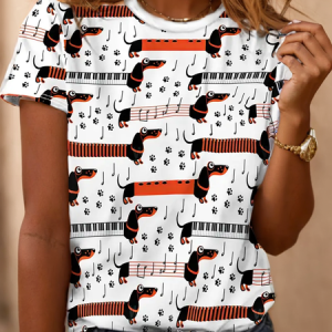 Women's Short Sleeve Tee T-shirt Summer Dog Jersey Crew Neck Daily Going Out Vintage Top White, JustFashionNow T-Shirts, color:White|size:XXL,