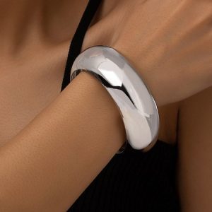 Minimalist Metal Bangle, Bracelets, color:Silver|size:One-size, Stylewe