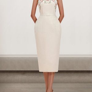 Women Floral Spaghetti Sleeveless Comfy Sexy Midi Dress, Dinner dress, color:Off White|size:L, catalog Noracora shop
