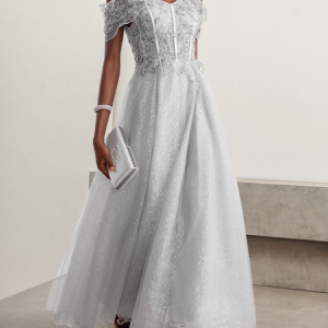 Women Plain V Neck Short Sleeve Comfy Vacation Glitter Maxi Dress, Dresses, color:Gray|size:3XL, catalog Noracora shop