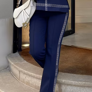 Regular Fit Micro-Elasticity Urban Pocket Stitching Color Block Long Pants, Pants, color:Navyblue|size:XXL, Stylewe