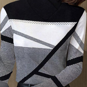 Long Sleeve Abstract Graphic Regular Micro-Elasticity Regular Fit Blouse For Women, Blouses, color:Black-grey|size:XXL, catalog Noracora shop