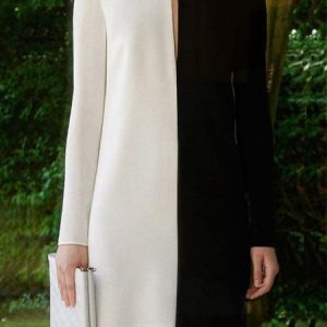 Crew Neck Color Block Long Sleeve Dress, Mini Dresses, color:As Picture|size:XXL, Stylewe