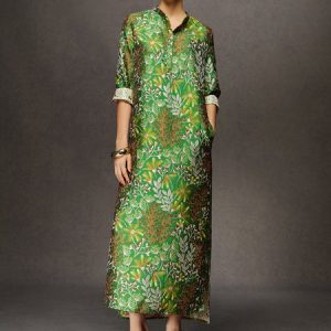 Elegant Satin Jacquard Slit Midi Dress with Pocket, Maxi Dresses, color:As Picture|size:XXL, Stylewe