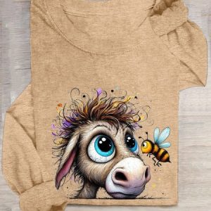 Cotton-Blend Casual Crew Neck T-Shirt, T-shirts, Lilicloth.com