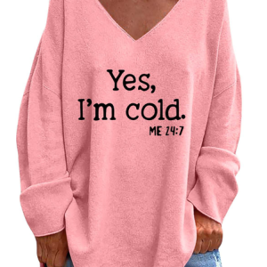 Casual Plain V Neck Long Sleeve T-shirt, T-shirts, color:Pink|size:XXL, catalog Noracora shop