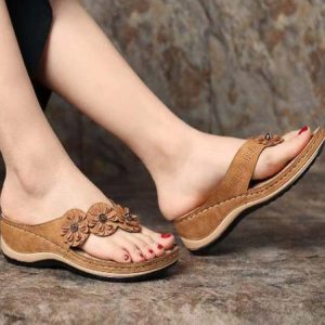 Casual Plain Slip On Flat Heel Thong Sandals, Women shoes, color:Brown|size:43, catalog Noracora shop