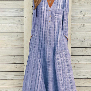Women Plaid V Neck Three Quarter Sleeve Comfy Casual Mini Dress, Dresses, color:Blue|size:3XL, catalog Noracora shop
