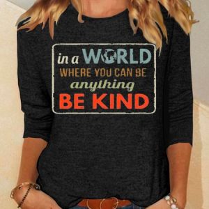 Casual Letter Pattern Crew Neck Long Sleeve T-shirt, T-shirts, color:Black|size:XXL, catalog Noracora shop