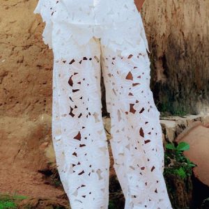 Plain Loose Vacation Wide leg Pants, Pants, color:White|size:XXL, Stylewe