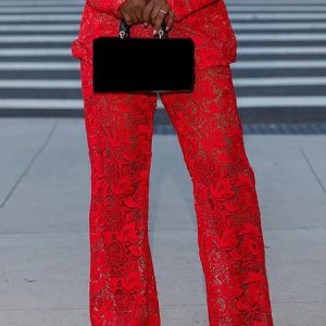Regular Fit Elegant Straight Long Pants, Pants, color:Red|size:XXL, Stylewe