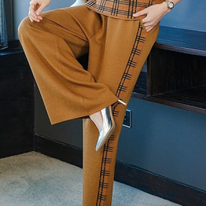 Medium Elasticity Plaid Loose Urban Long Pants Straight pants, Pants, color:As Picture|size:XXL, Stylewe