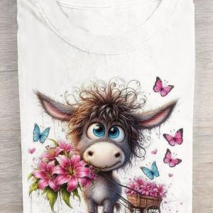 Funny horse print round neck T-shirt, T-shirts, Lilicloth.com