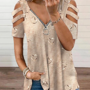 Casual Loose V Neck Cotton Blend Geometric Blouse, Blouses, color:Blue|size:XXL, catalog Noracora shop