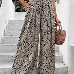 Women Casual Small Floral Loose Long Pants, Pants, color:Khaki Gray|size:XXL, catalog Noracora shop