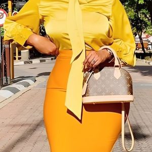 Crew Neck Regular Fit Plain Urban Regular Sleeve Blouse, Blouses and Shirts, color:Yellow|size:XXL, Stylewe