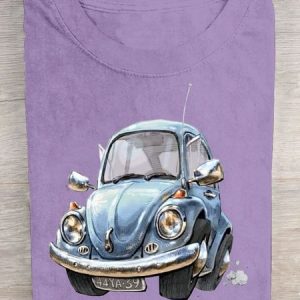 Fun car printed round neck T-shirt, T-shirts, Lilicloth.com