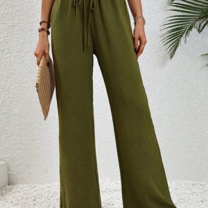 Casual Plain Long Pant, Pants, color:Army Green|size:XXL, catalog Noracora shop