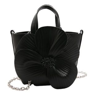 Elegant Flower Party Prom Bucket Handbag, Bags, color:Black|size:One-size, Stylewe